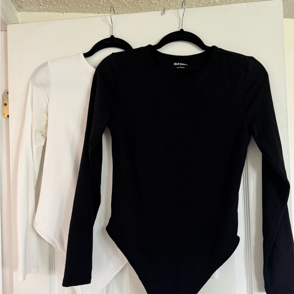 Black and White Long Sleeve Bodysuits Old Navy Size L